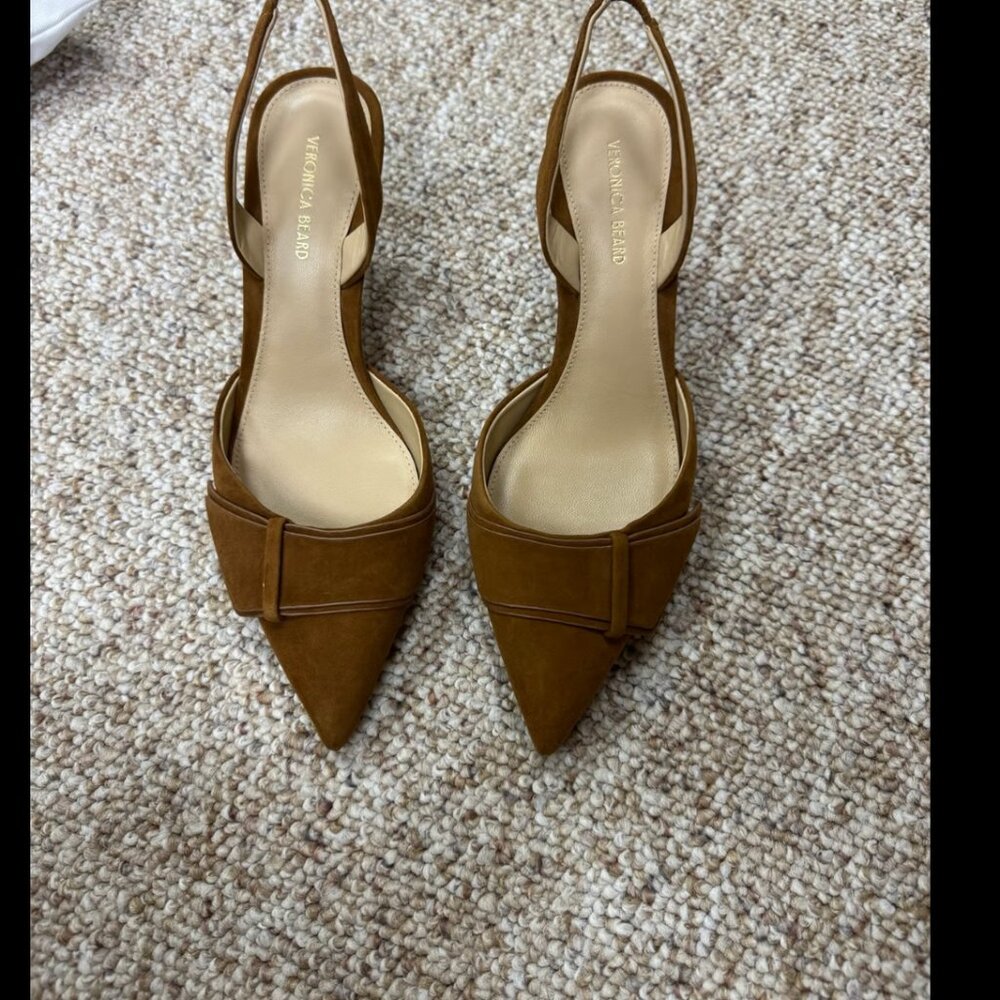 Veronica Beard Brown Suede Pointed-Toe Slingback Heels - Picture 5 of 9